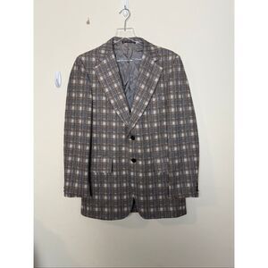 Andhurst Vintage Brown Gray Windowpane Plaid Blazer Men’s 40R Classic Tailored S